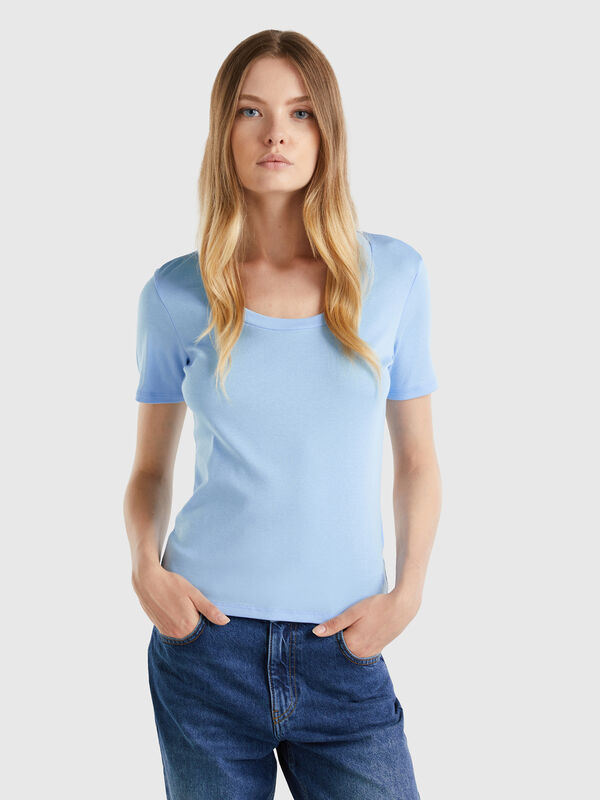 Camiseta de manga corta de algodón de fibra larga Mujer
