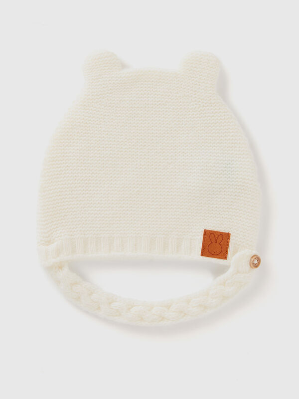 Gorro con orehas en mezcla de lana reciclada Recién nacidos