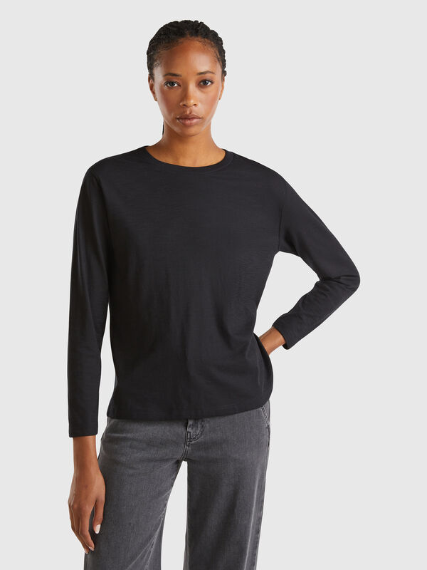 Camiseta de manga larga de algodón ligero Mujer