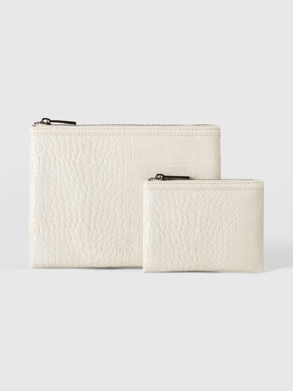 Dos bolsos clutch blanco crema con efecto cocodrilo Mujer