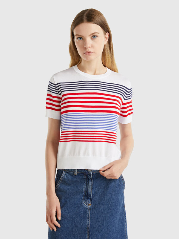 Jersey de manga corta de rayas Mujer