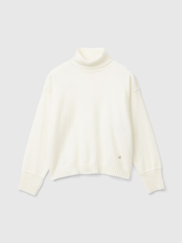 Jersey de cuello cisne de lana mixta Niña