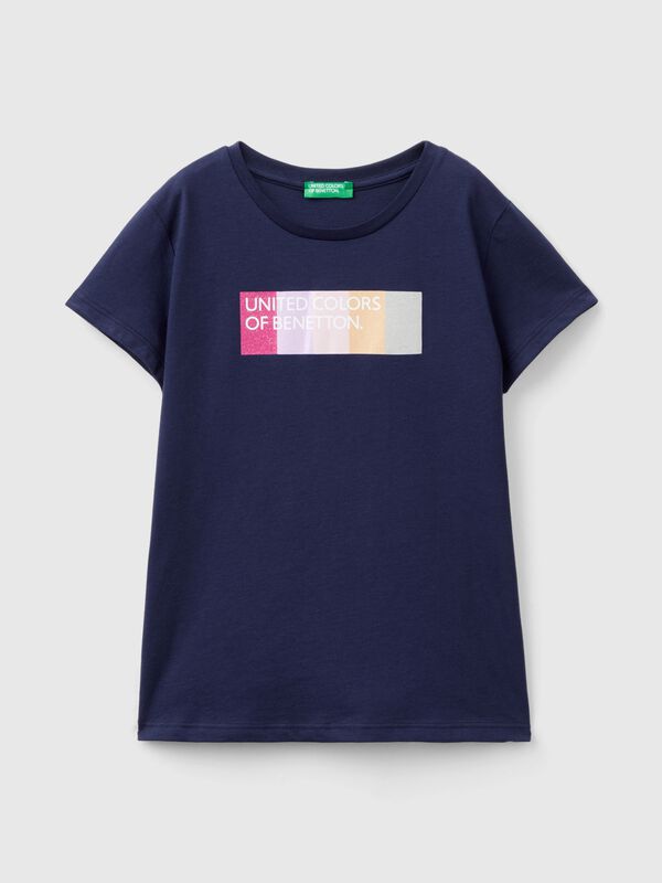 Camiseta con logotipo de glitter de algodón orgánico Niña