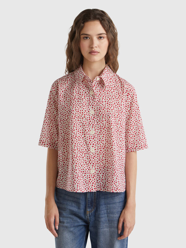 Camisa estampada de manga corta Mujer