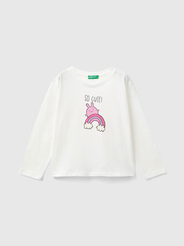 Camiseta en algodón bio con estampado Niña