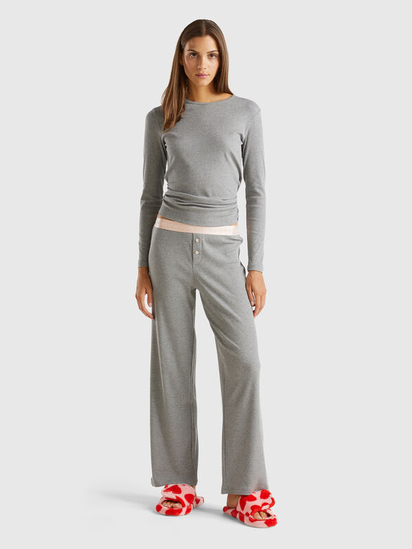 Pantalón de algodón elástico mixto Mujer