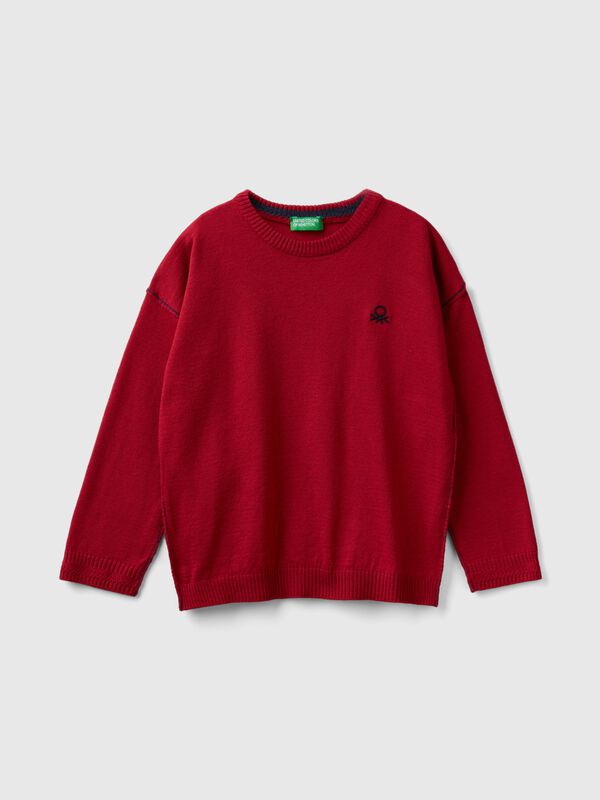 Jersey de cuello redondo con bordado Niño