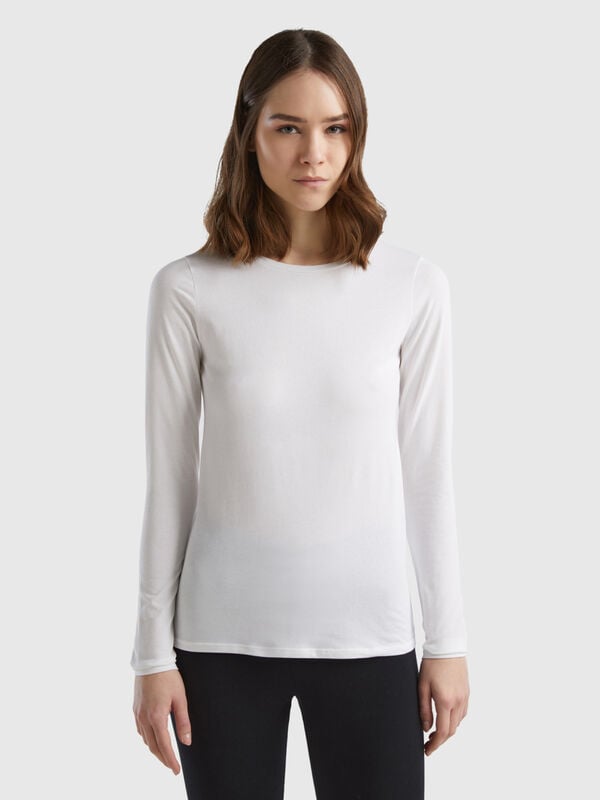 Camiseta de manga larga de algodón orgánico sumamente elástico Mujer