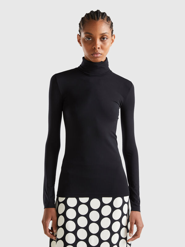 Jersey de cuello alto elástico Mujer