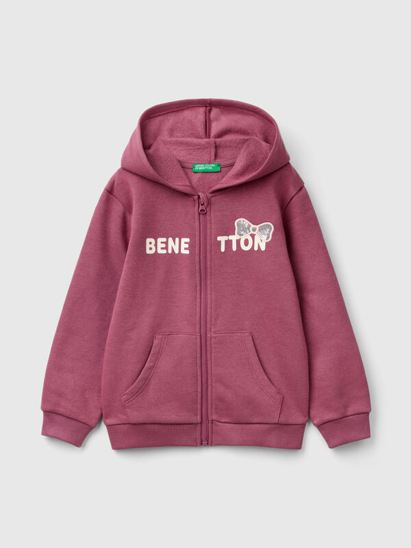 Sudadera con cremallera y lentejuelas Niña