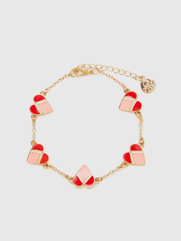 Pulsera dorada con corazones Mujer
