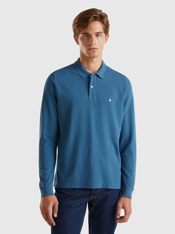 Polo de manga larga de 100 % algodón Hombre