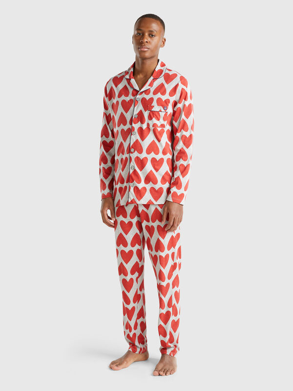 Pijama con estampado de corazones Hombre