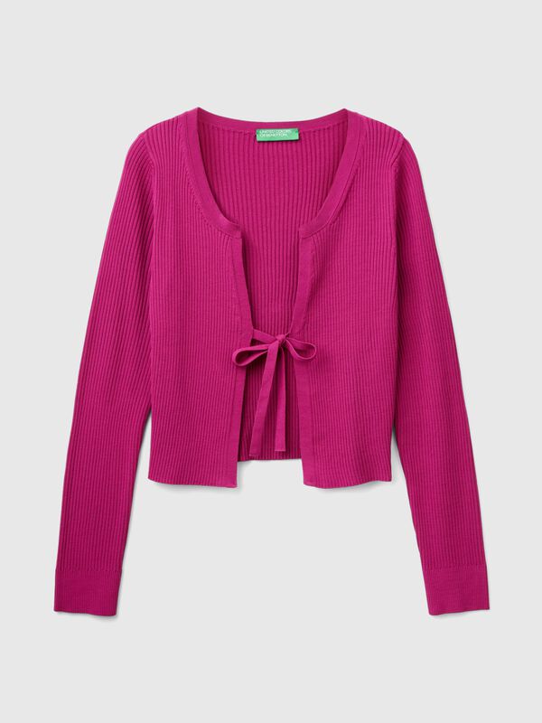 C&aacute;rdigan corto con cordones Mujer