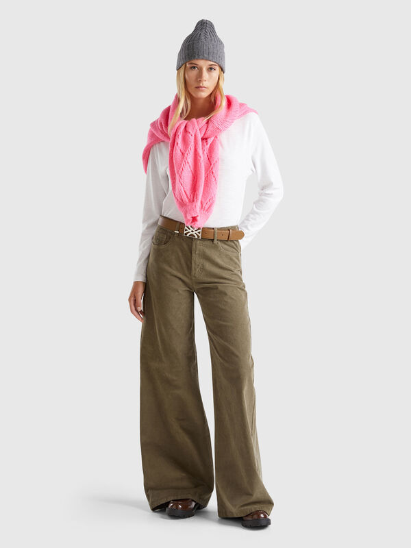 Pantalón wide fit de pana Mujer