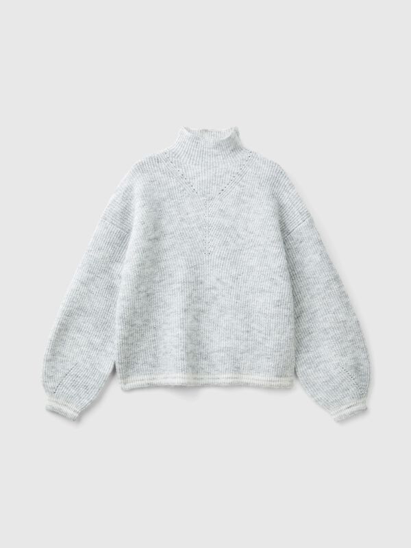 Jersey de cuello cisne de lana mixta Niña