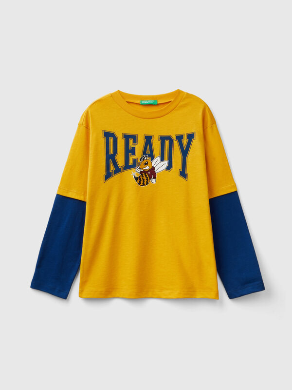 Camiseta de algodón orgánico con doble manga Niño