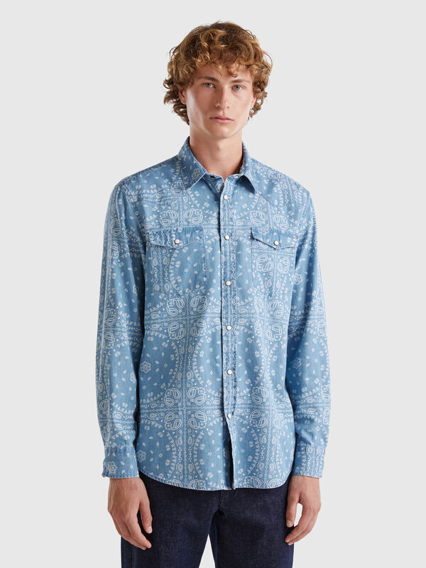 Camisa western de cambray Hombre