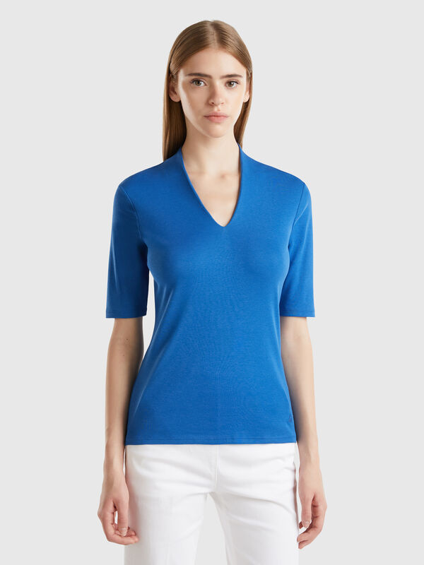 Camiseta slim fit de algodón de fibra larga Mujer