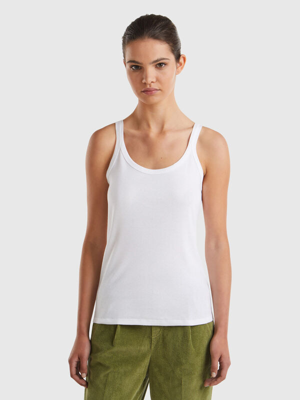 Camiseta de tirantes blanca de 100 % algodón Mujer