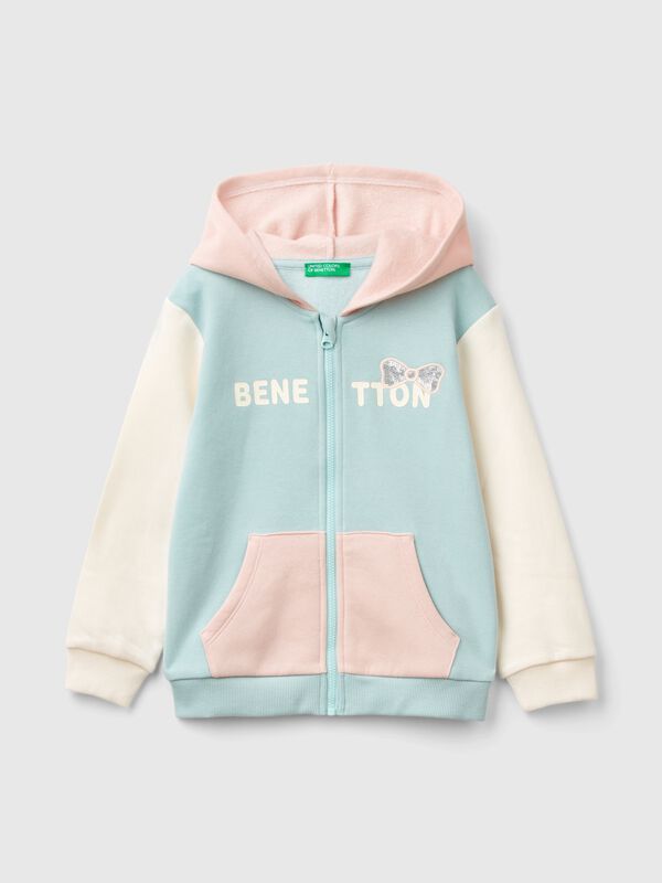 Sudadera con cremallera y lentejuelas Niña