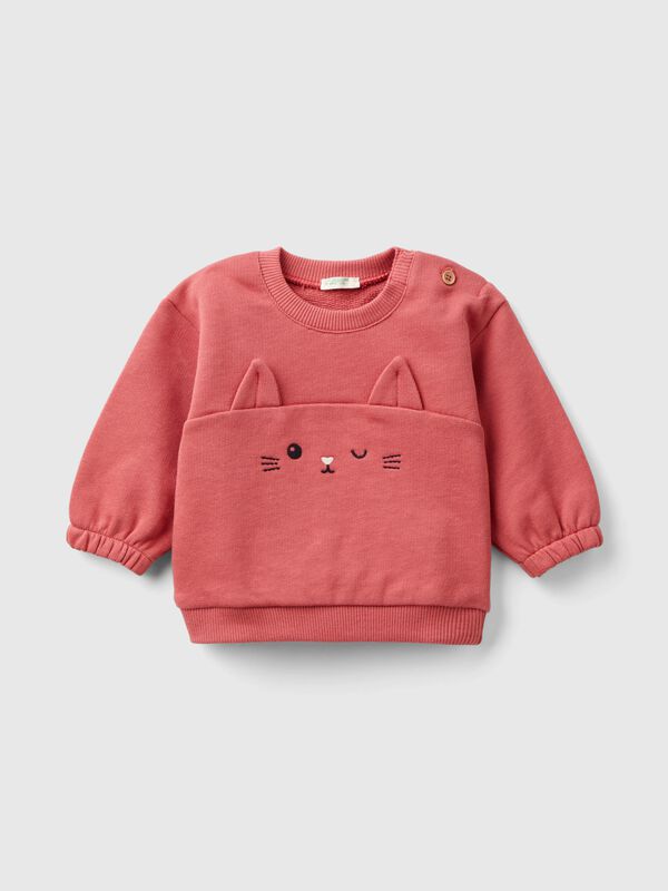 Sudadera de algodón orgánico con bordado y parche Recién nacidos