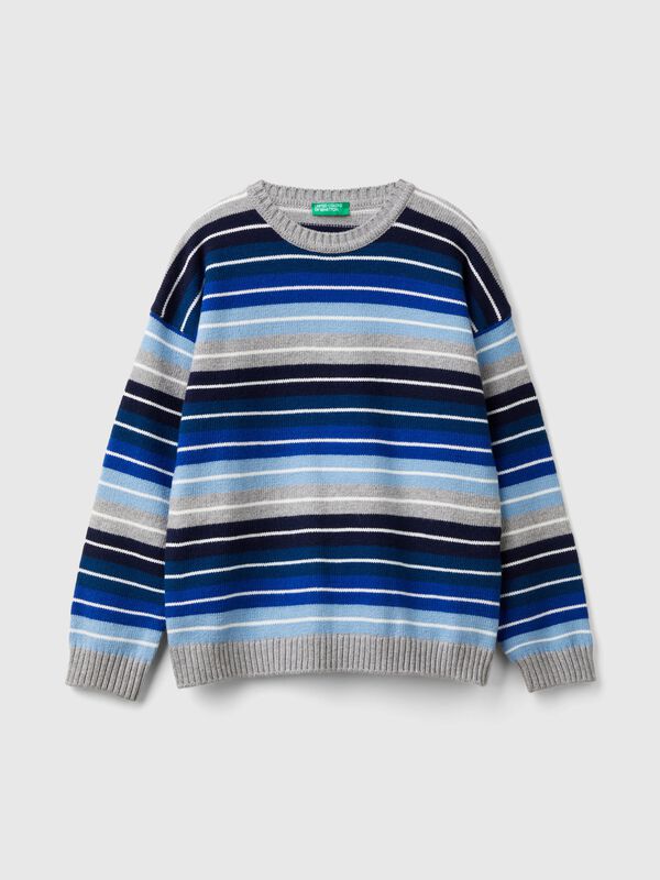 Jersey de rayas en mezcla de algodón y lana Niño