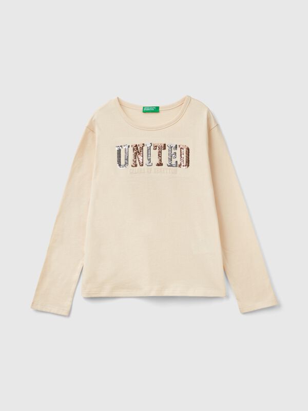 Camiseta de algodón cálido orgánico con lentejuelas Niña