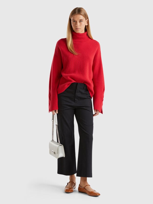 Pantalón cropped con pernera recta Mujer