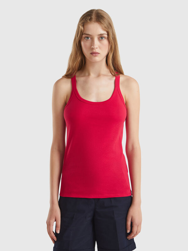 Camiseta de tirantes ciruela de algodón puro Mujer
