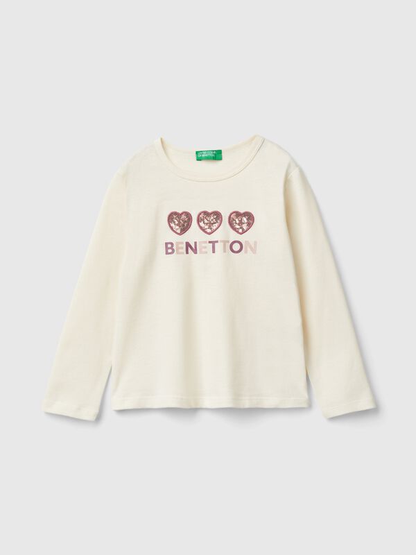 Camiseta con estampado y lentejuelas Niña