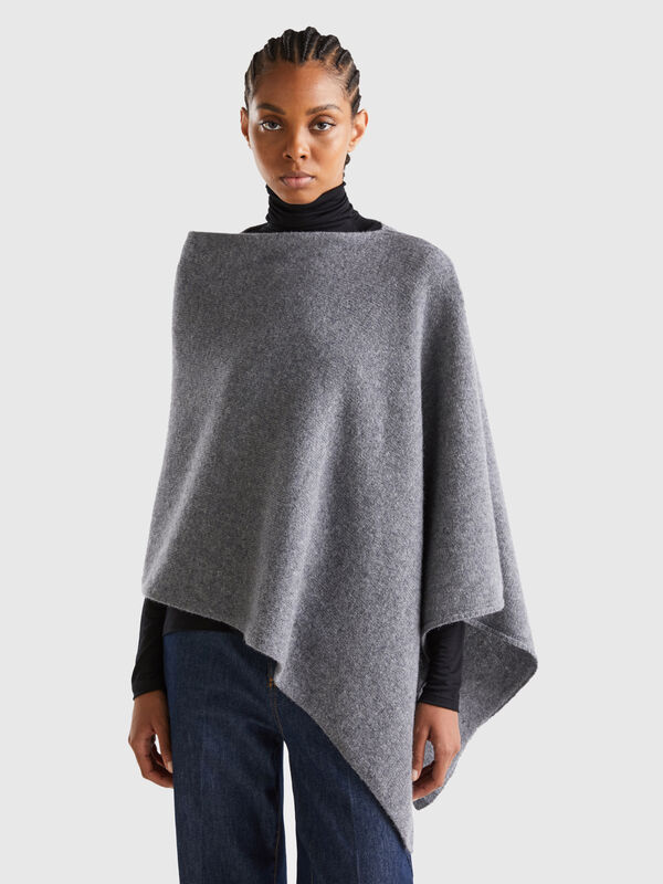 Capa de pura lana tricot Shetland Mujer