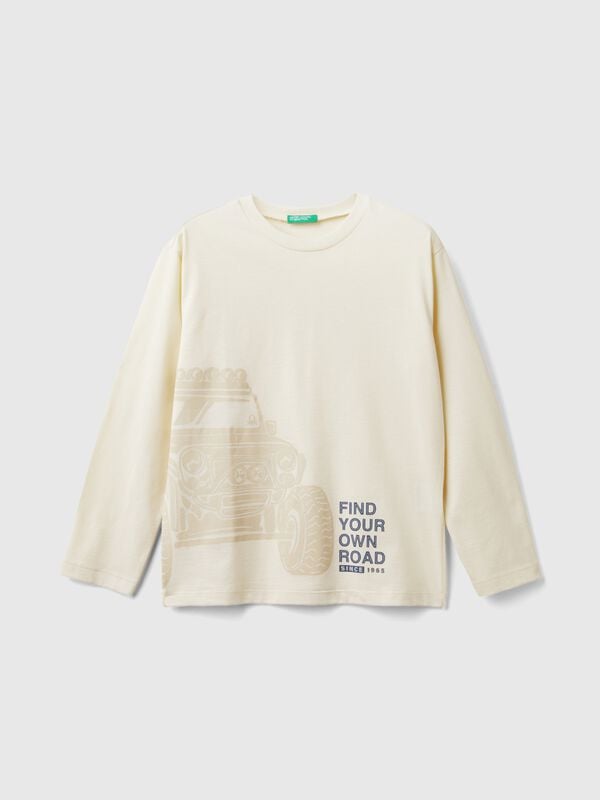 Camiseta de algodón cálido con estampado por delante y por detrás Niño