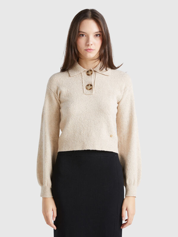 Polo de punto cropped Mujer