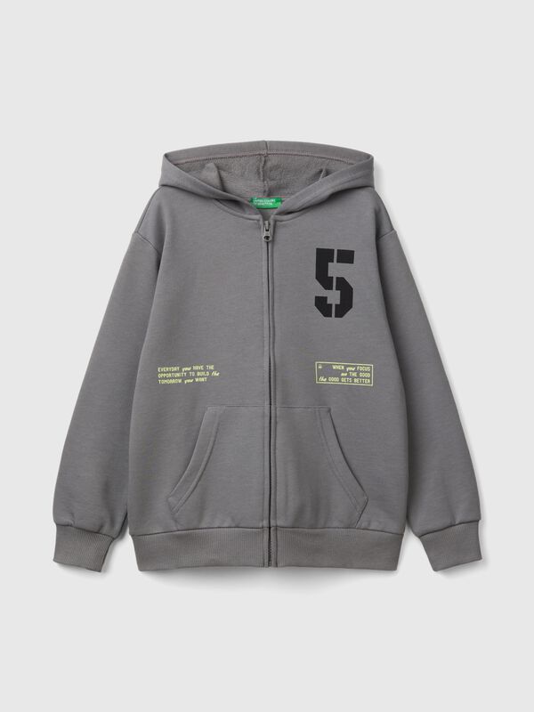 Sudadera con cremallera y estampado Niño