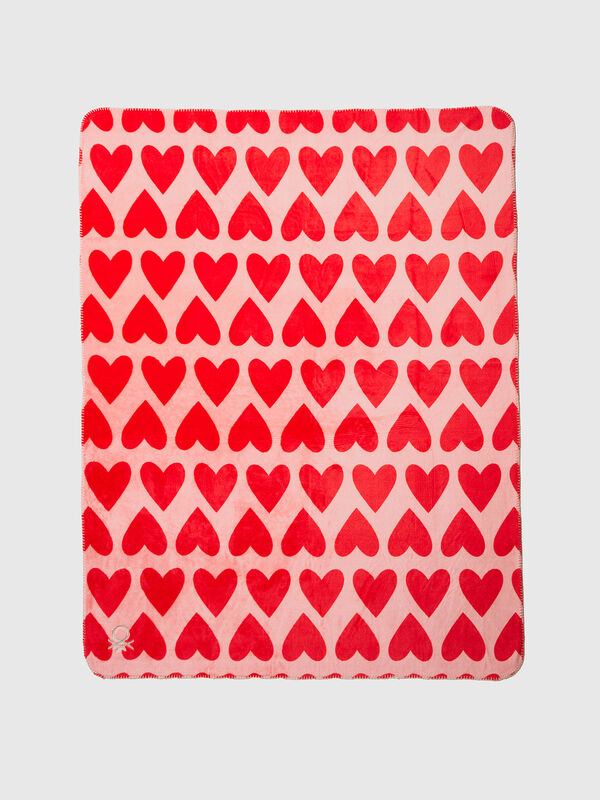 Manta de pelo sintético con corazones