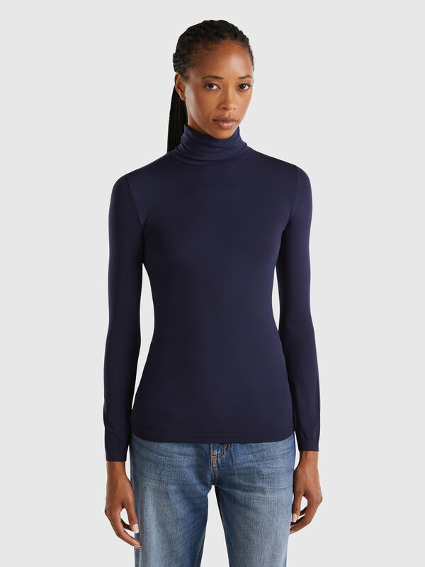 Jersey de cuello alto elástico Mujer