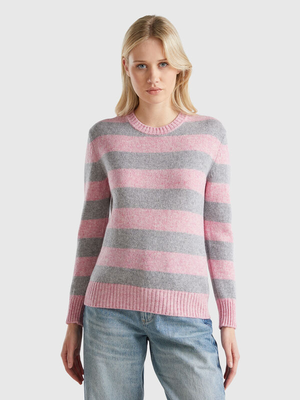Jersey de rayas de pura lana Shetland Mujer