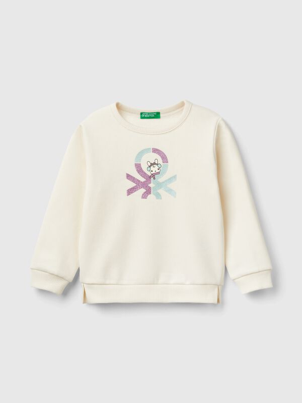Sudadera cerrada con estampado de glitter Niña