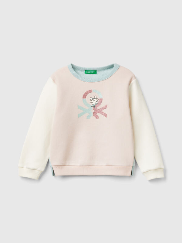 Sudadera cerrada con estampado de glitter Niña