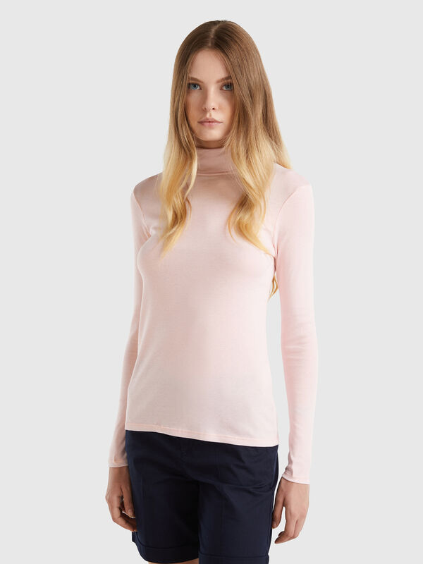 Camiseta de manga larga con cuello alto Mujer