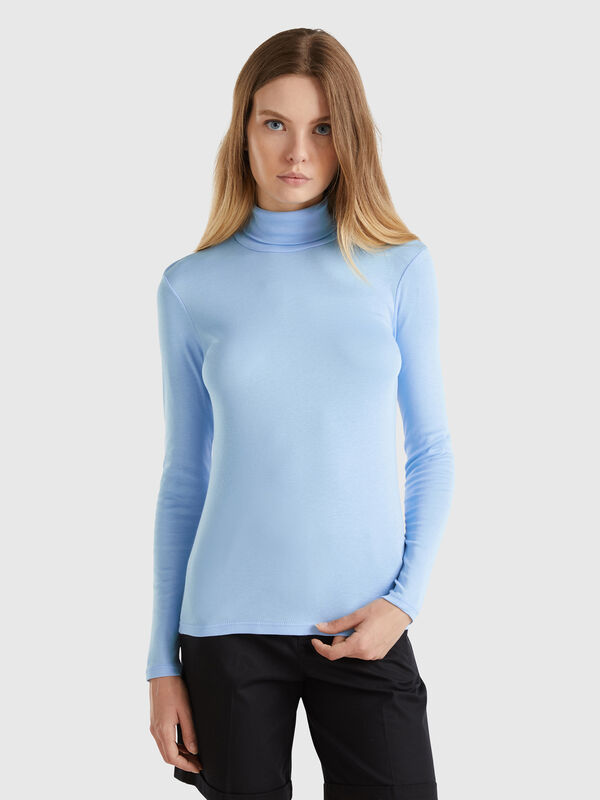Camiseta de manga larga con cuello alto Mujer