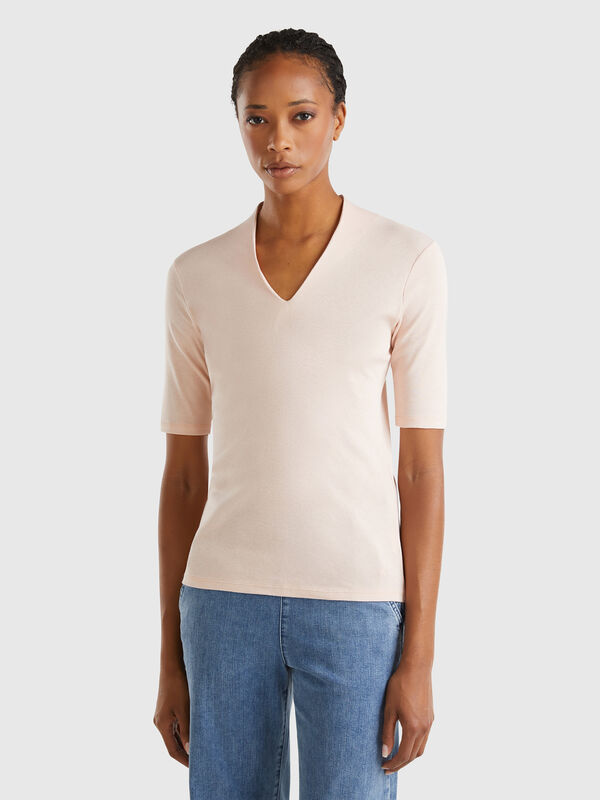 Camiseta slim fit de algodón de fibra larga Mujer