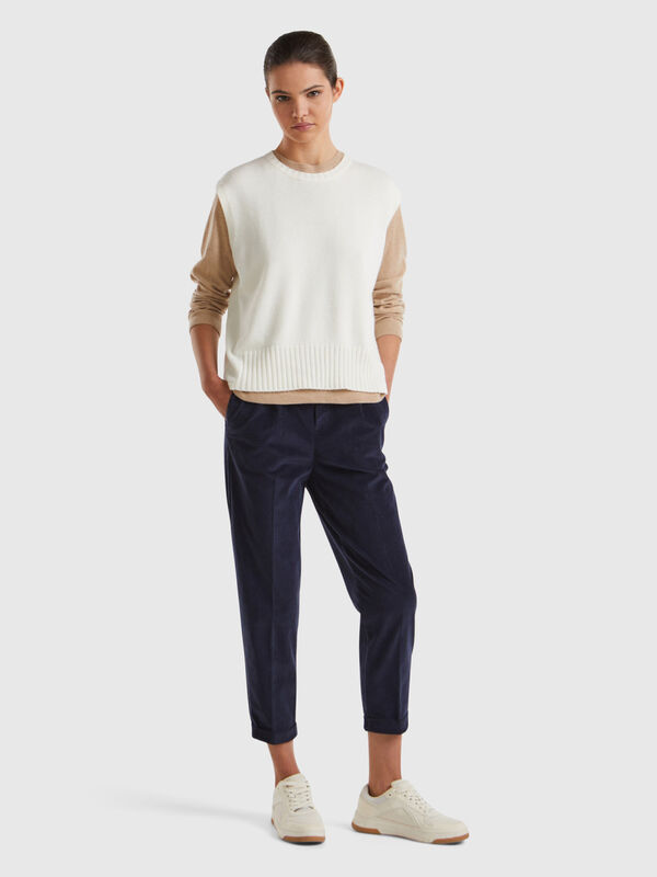 Pantalones chinos de pana con cintura elástica Mujer