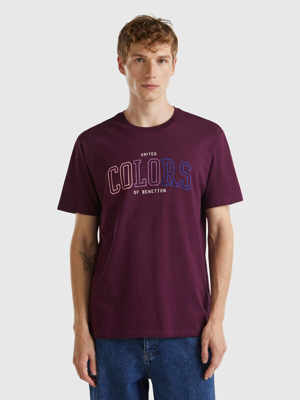 Camiseta cereza de algodón orgánico con logotipo multicolor Hombre