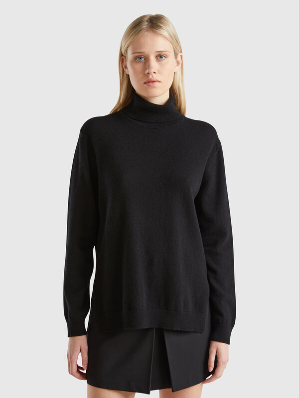 Jersey oversize de cuello cisne de 100 % cachemir Mujer