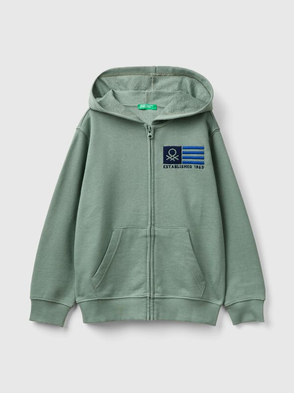 Sudadera con cremallera y bordado de logotipo Niño
