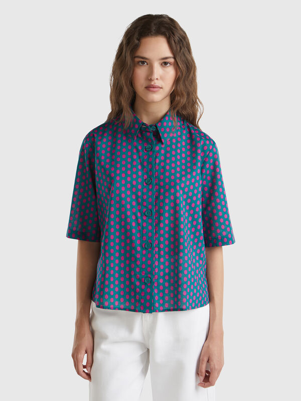 Camisa estampada de manga corta Mujer