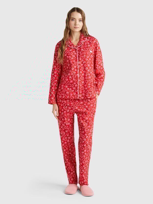 Pijama navideño de franela Mujer