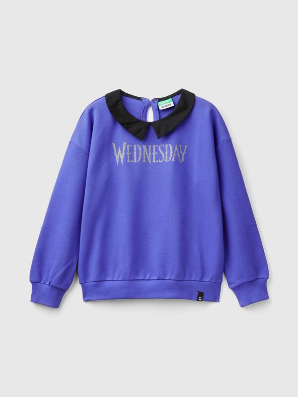 Sudadera morada de Miércoles Addams con cuello camisero Niña